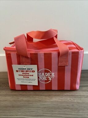NWT Trader Joe's Summer 2026 new mini insulated tote bag (Pink Stripes)